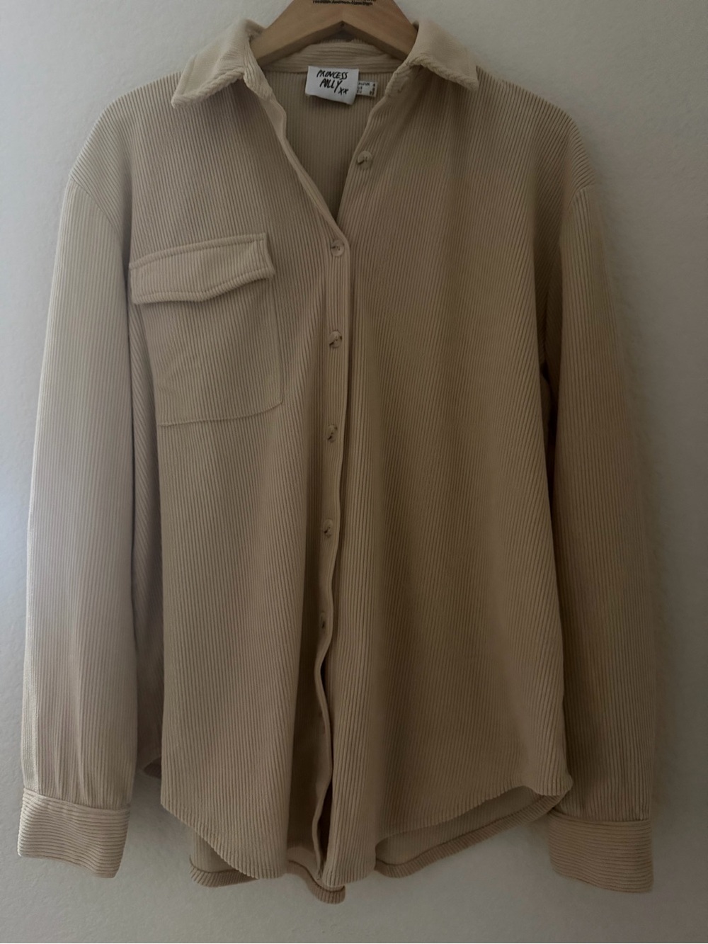 Princess Polly Beige Corduroy Shirt Jacket